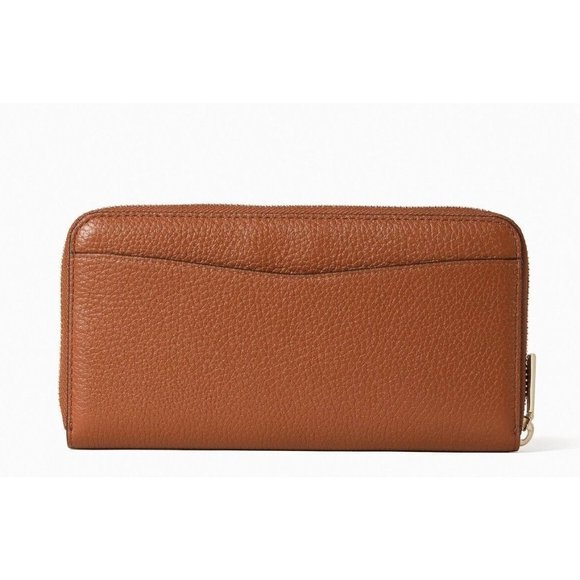 New Kate Spade Leila Large Continental Wallet Pebble Leather Warm Gingerbread - Picture 2 of 3